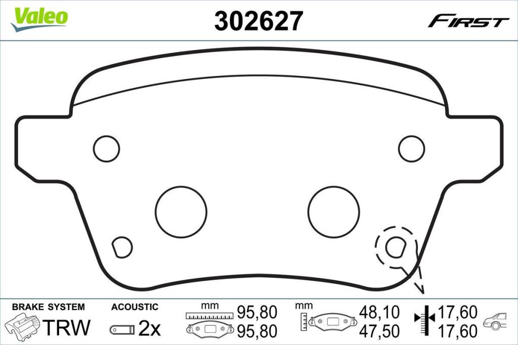 Jogo de 4 pastilhas de travão VALEO ref. 302627